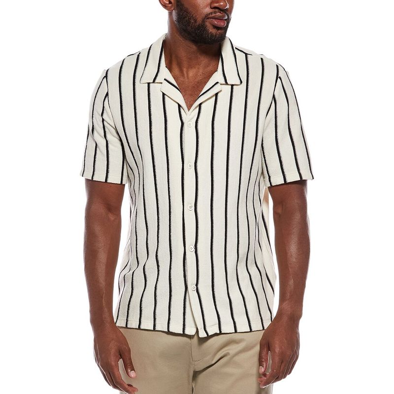 Madewell Mens The Textured Knit Camp Collar Shirt, White